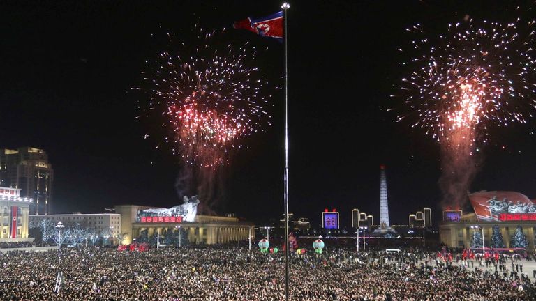 Fireworks in Pyongyang as North Korea enters 2025. Pic: AP