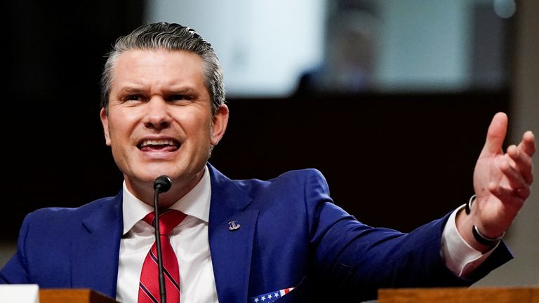 Pete Hegseth testifies before a Senate Committee.
Pic: Reuters