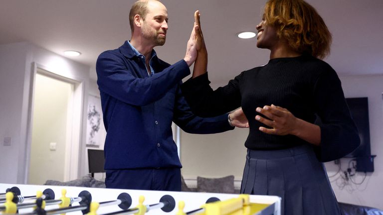 Prince William visits Centrepoint, a charity which supports homeless youth, in west London.
Pic: Reuters