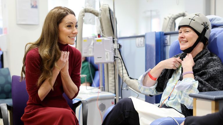 The Princess of Wales talks with Katherine Field during a visit to the Royal Marsden Hospital.
Pic PA