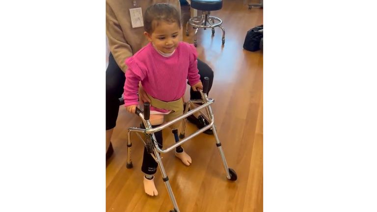 Rahaf has been using a zimmer frame to support herself