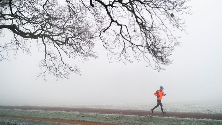 A runner in Richmond Park on Sunday morning. Pic: PA