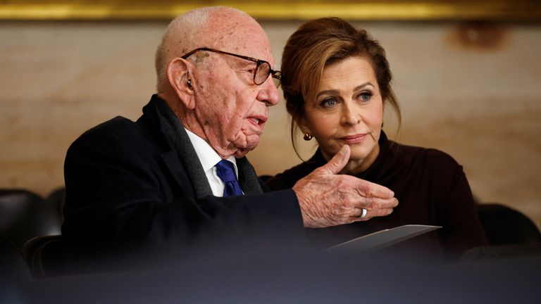 Former Executive Chairman of Fox Corp Rupert Murdoch and Elena Zhukova attends the inauguration.
Pic: Reuters