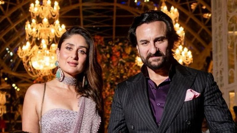 Saif Ali Khan and Kareena Kapoor Khan at Anant Ambani's wedding in March 2024. Pic: Reuters