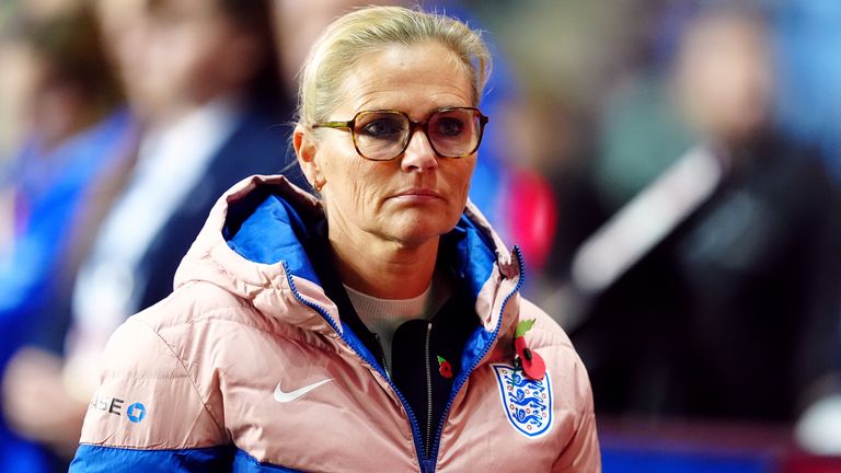 England manager Sarina Wiegman during an international friendly match at the Coventry Building Society Arena. Picture date: Tuesday October 29, 2024.