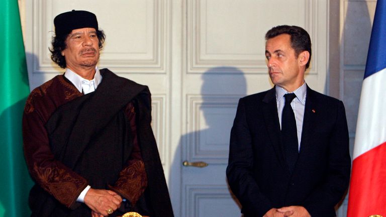 Sarkozy (R) and Gaddafi. Pic: Reuters