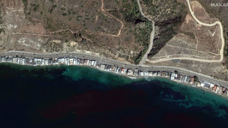 A satellite image shows the Pacific Coast Highway along the Malibu coastline before devastating wildfires.
Pic: Maxr/Reuters