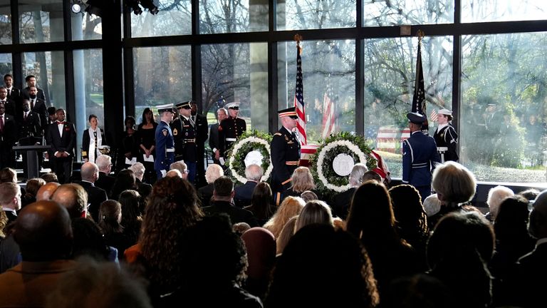 A service took place at the Jimmy Carter Presidential Library and Museum in Atlanta. Pic: Reuters