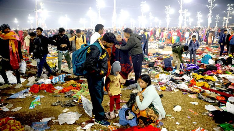 Devotees stand after a deadly stampede before the second &#34;Shahi Snan&#34; (grand bath), at the &#34;Kumbh Mela&#34; or the Pitcher Festival, in Prayagraj, previously known as Allahabad, India, January 29, 2025.  REUTERS/Sharafat Ali