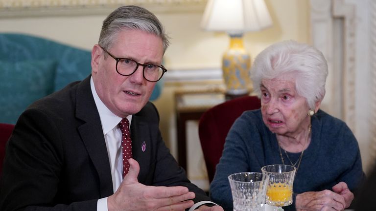 Prime Minister Sir Keir Starmer sits beside Holocaust survivor Renee Salt during a reception to mark Holocaust Memorial Day at 10 Downing Street, central London. Picture date: Wednesday January 22, 2025.