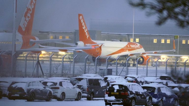 The scene at Liverpool John Lennon Airport this morning. Pic: PA