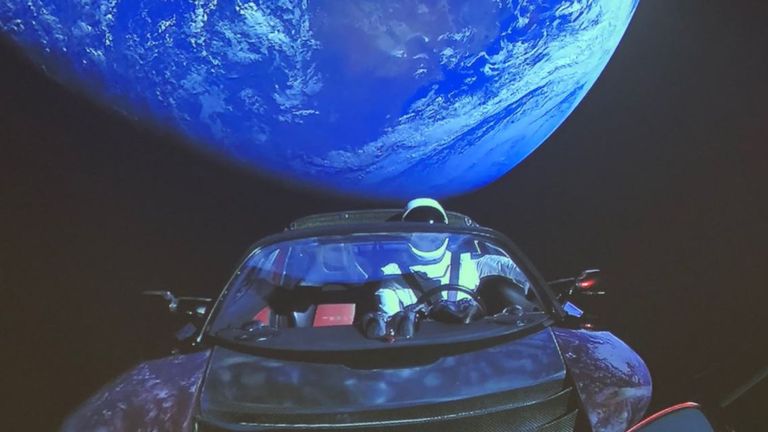 Elon Musk's Tesla Roadster was launched into space during a Falcon Heavy test flight in 2018. Pic: SpaceX