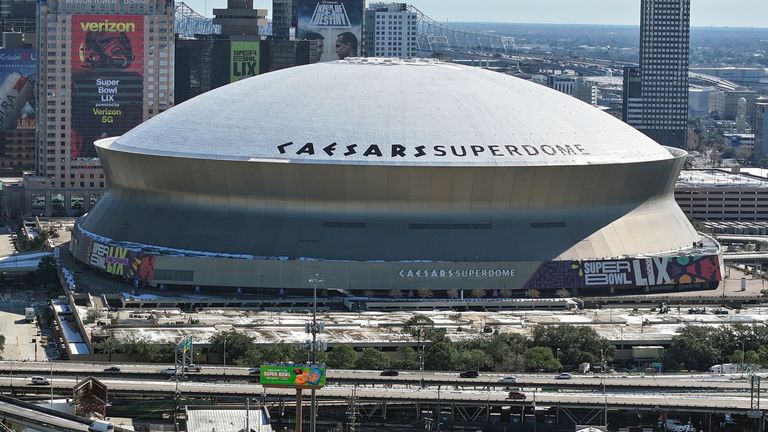 Aerial view of the Caesars Superdome in New Orleans. Pic: mpi34/MediaPunch /IPX