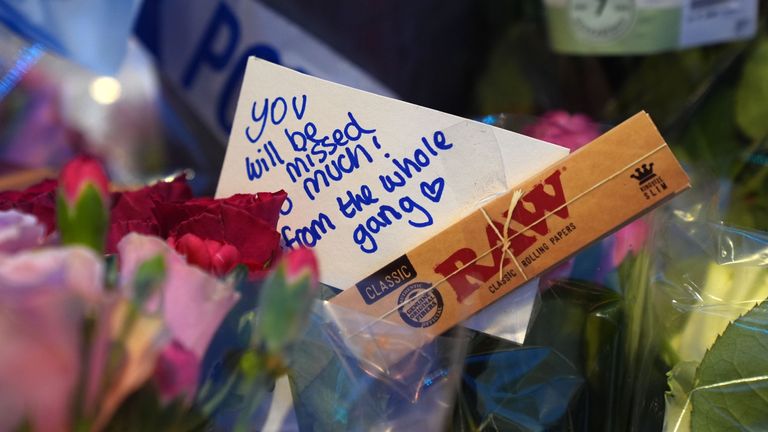 Floral tributes near Greenhill Street, close to Bedford bus station. Pic: PA