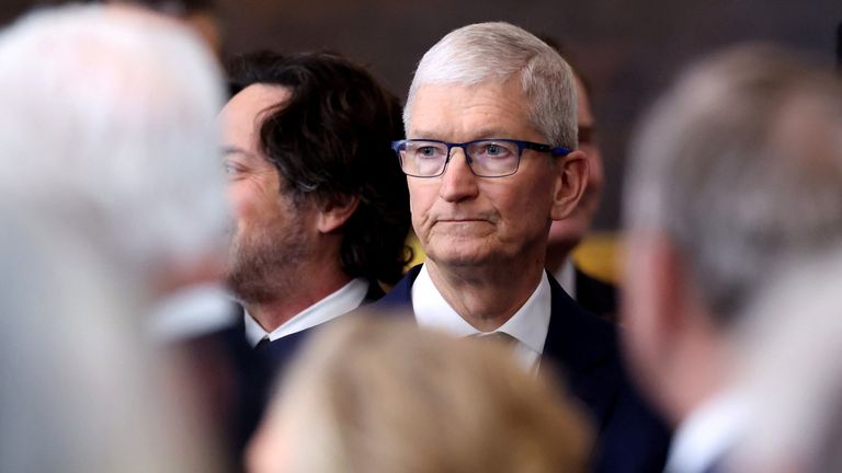 Apple chief Tim Cook was also among the tech billionaires in attendance. Pic: Reuters