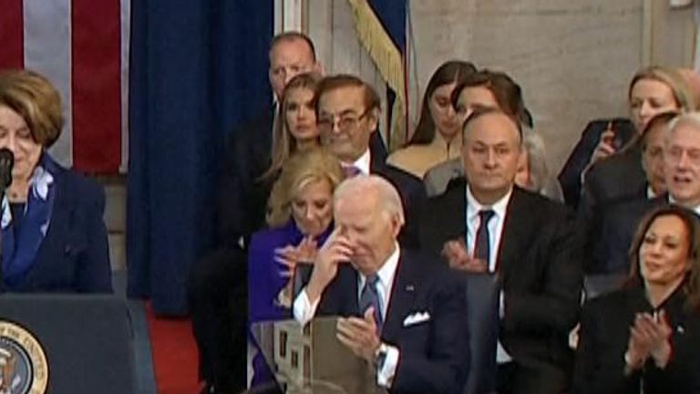 Joe Biden was seen making the sign of the cross at Trump’s inauguration. 

