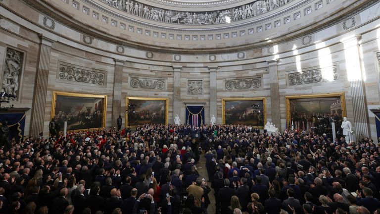 The ceremony was held in the rotunda in Washington's US Capitol building. Pic: Reuters