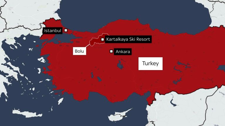 Map of turkey ski fire