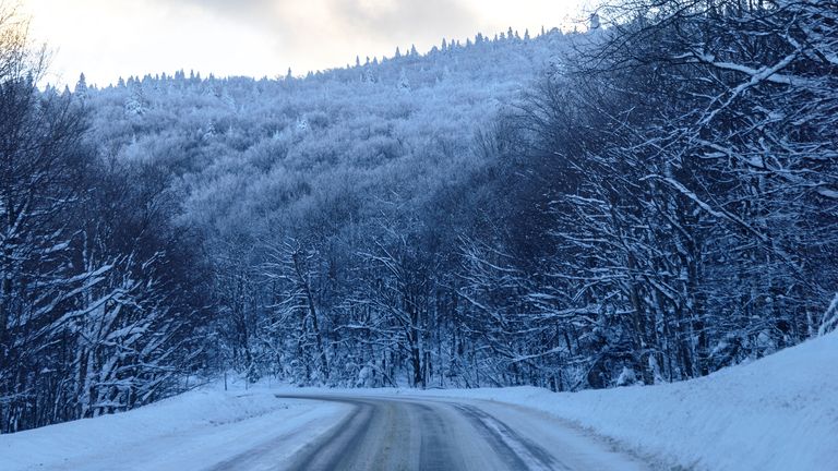 Snow in Vermont on Tuesday. Pic: Reuters