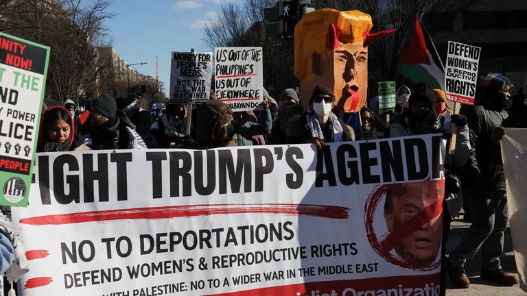 Protesters in Washington DC on Monday. Pic: Reuters