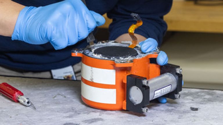 One of the black boxes being inspected at a lab. Pic: National Transportation Safety Board