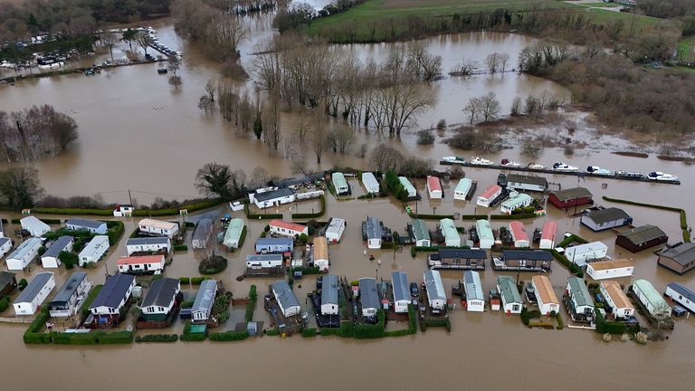 The Little Venice caravan park in Yalding, Kent, on Monday. Pic: PA