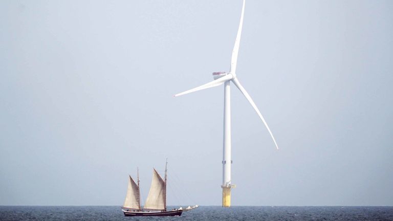 A wind turbine in the North Sea near Whitley Bay in Tyne and Wear. File pic: PA