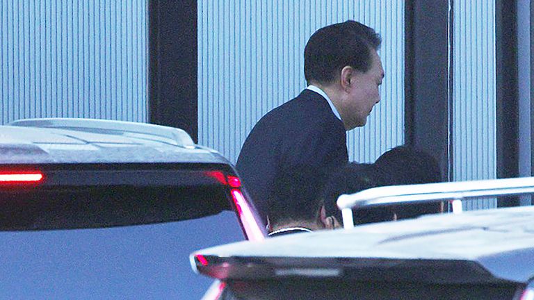 Yoon Suk Yeol arrives at the Corruption Investigation Office for High-ranking Officials in Gwacheon. Pic: AP