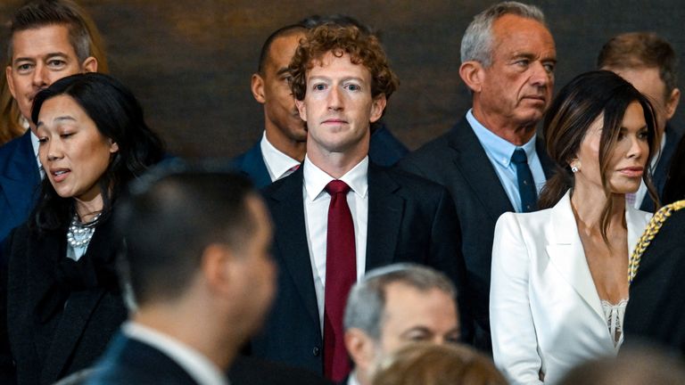 Meta chief executive Mark Zuckerberg ahead of the inauguration. Pic: AP