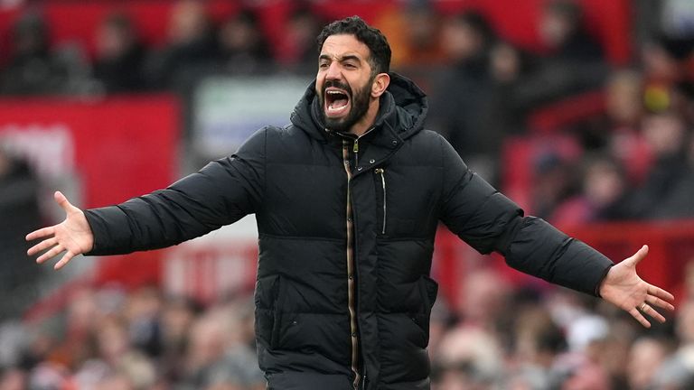 Ruben Amorim during the 3-1 defeat to Brighton