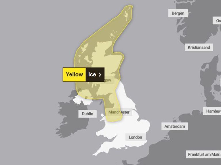 Friday warning for ice. Pic: Met Office