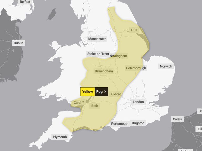 fog warning 15/01/2024 Pic: The Met Office