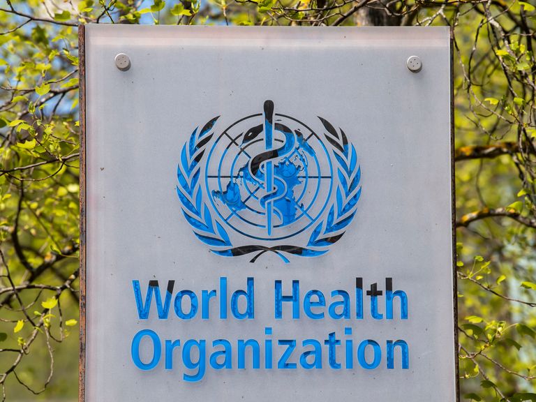 The logo and building of the WHO headquarters in Geneva. Pic: AP