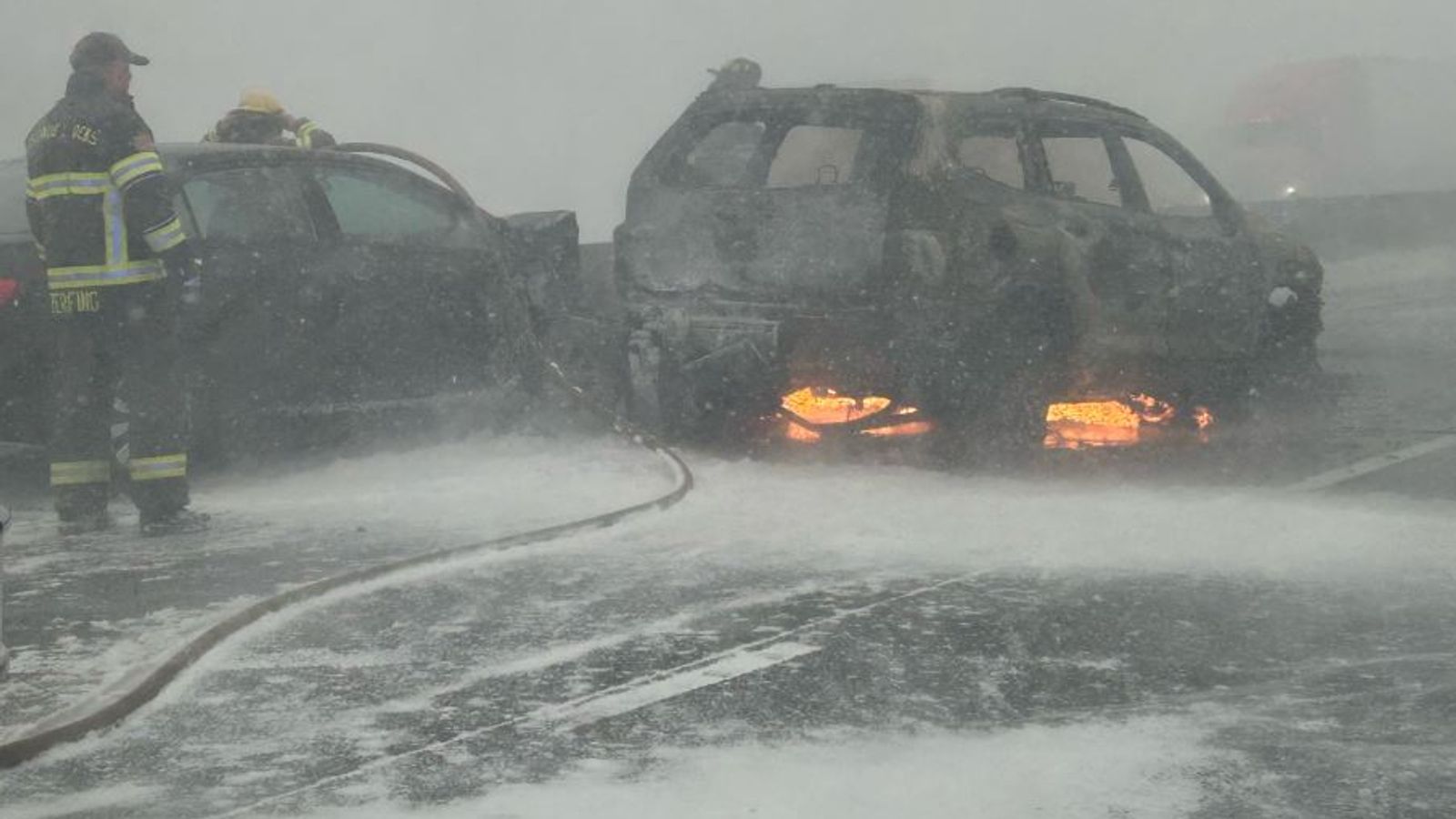 '100-car pile-up' causes chaos on snowy US highway