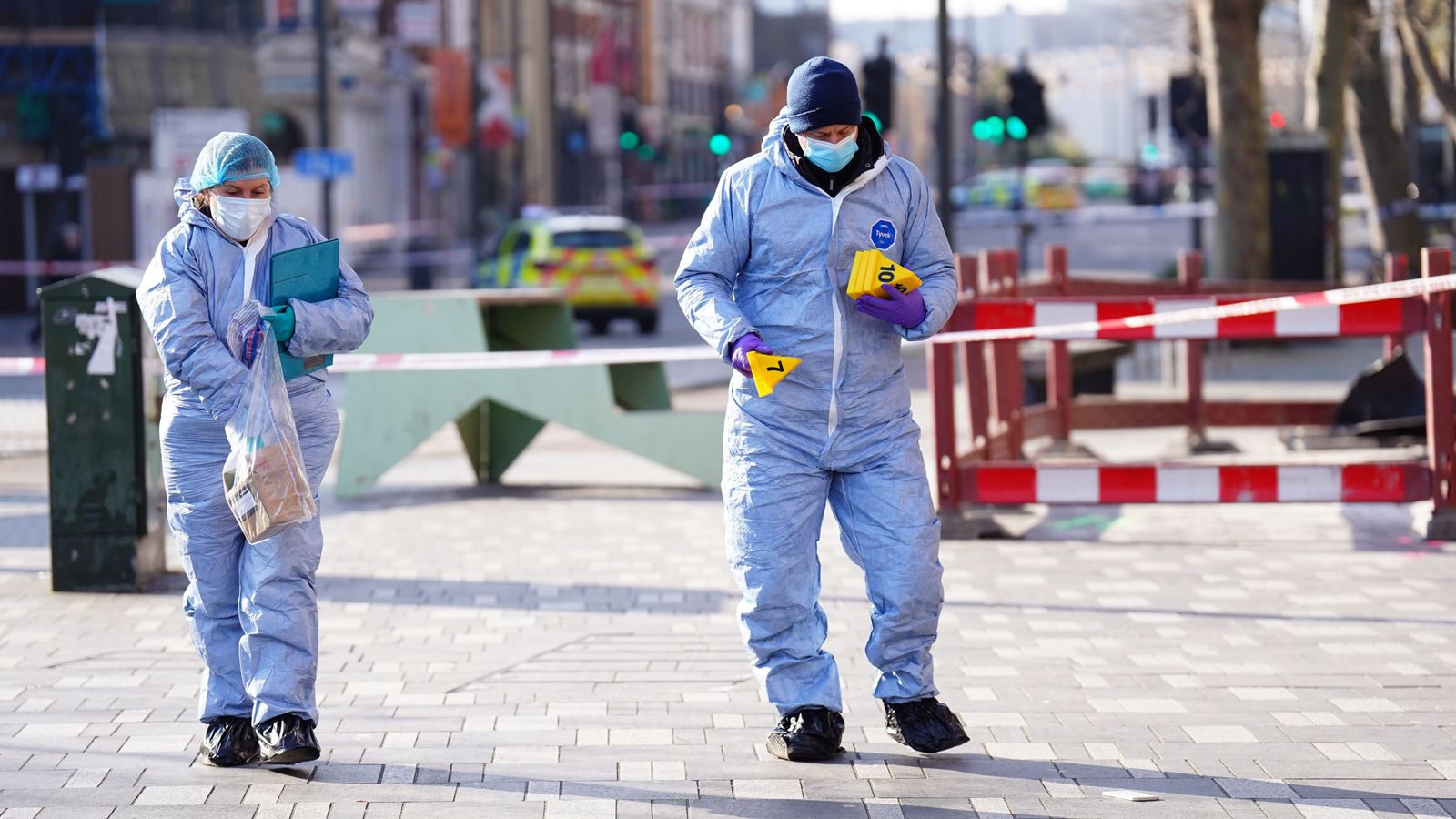 Three men found with stab wounds after fight in east London