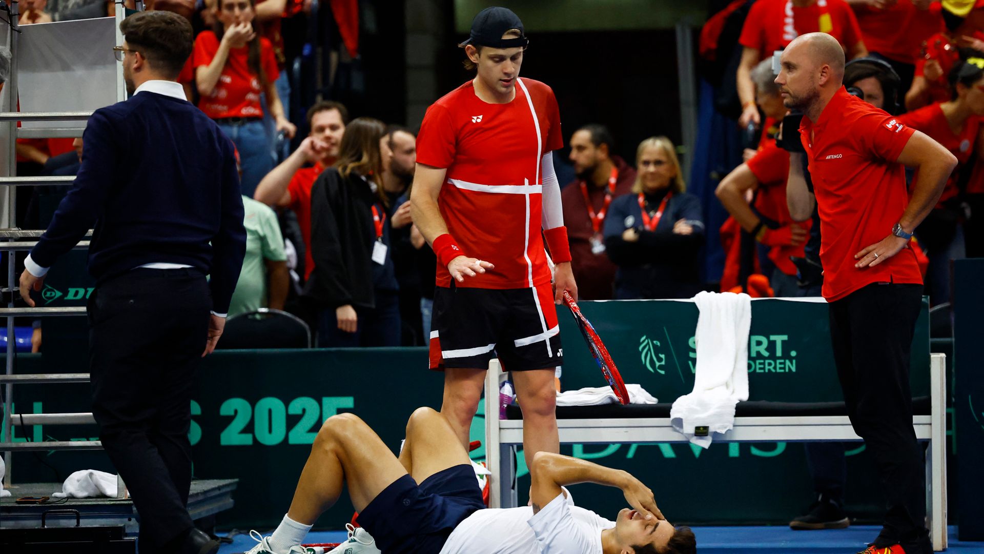 Tennis player loses Davis Cup qualifier after bizarre collision with opponent