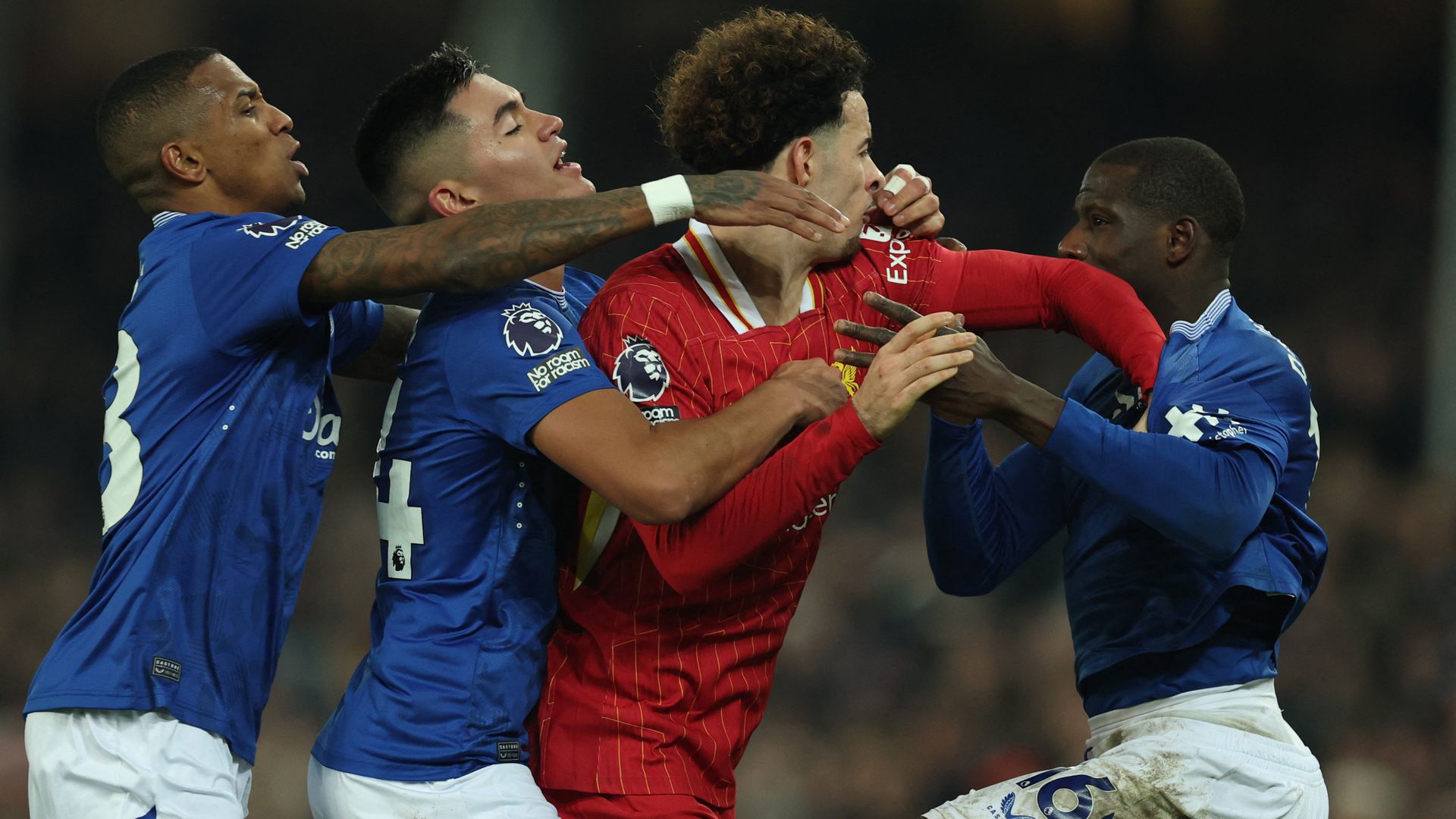 Four sent off as last Goodison derby ends in brawl