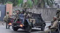 M23 rebels patrol the streets of Goma this week.
Pic: AP/Brian Inganga