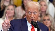 President Donald Trump speaks before signing an executive order barring transgender female athletes from competing in women's or girls' sporting events, in the East Room of the White House, Wednesday, Feb. 5, 2025, in Washington. (AP Photo/Alex Brandon)