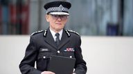 Metropolitan Police Commissioner Sir Mark Rowley arrives to make a statement outside New Scotland Yard.
Pic: PA