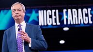 Nigel Farage addresses the Conservative Political Action Conference in Maryland.
Pic: Reuters