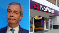 Pic: AP/iStock
1st Reform UK leader Nigel Farage attends a press conference on the economy and renewable energy, in London, Wednesday, Feb. 12, 2025. (AP Photo/Kin Cheung)
2nd Natwest branch in Watford, Hertfordshire (January 11th 2024) Pic: iStock