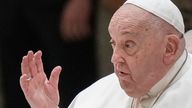Pope Francis delivers his blessing during his weekly general audience in the Pope Paul VI hall at the Vatican, Wednesday, Feb. 5, 2025. (AP Photo/Andrew Medichini)