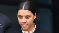 Sam Kerr leaves court.
Pic: Reuters