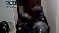 Armed police raid properties in Murcia and Alicante. Pic: Policia Nacional