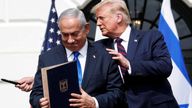The two leaders following the signing of the Abraham Accords in 2020. Pic: Reuters