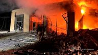 Rescuers work at a site of a Russian missile strike, amid Russia's attack on Ukraine, in Kryvyi Rih, Ukraine February 23, 2025. Press service of the State Emergency Service of Ukraine in Dnipropetrovsk region/Handout via REUTERS ATTENTION EDITORS - THIS IMAGE HAS BEEN SUPPLIED BY A THIRD PARTY. WATERMARK FROM SOURCE.
