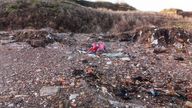 Waste litters the shore at Eastchurch Gap