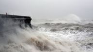Waves crashing in Dover, Kent, as wind, rain and snow warnings are in force across parts of the UK, with the threat of flooding and disruption to New Year's Day travel. Large parts of England and Wales will be hit by strong winds until 3pm on Wednesday, while north-west England and Wales are forecast to see heavy rain for much of the morning.. Picture date: Wednesday January 1, 2025. PA Photo. Photo credit should read: Gareth Fuller/PA Wire 