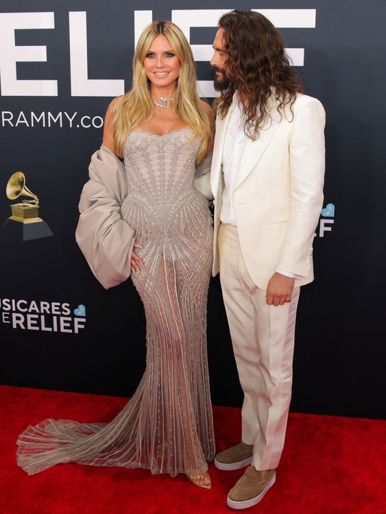 A welcome burst of cream and taupe from Heidi Klum and Tom Kaulitz. Pic: Reuters